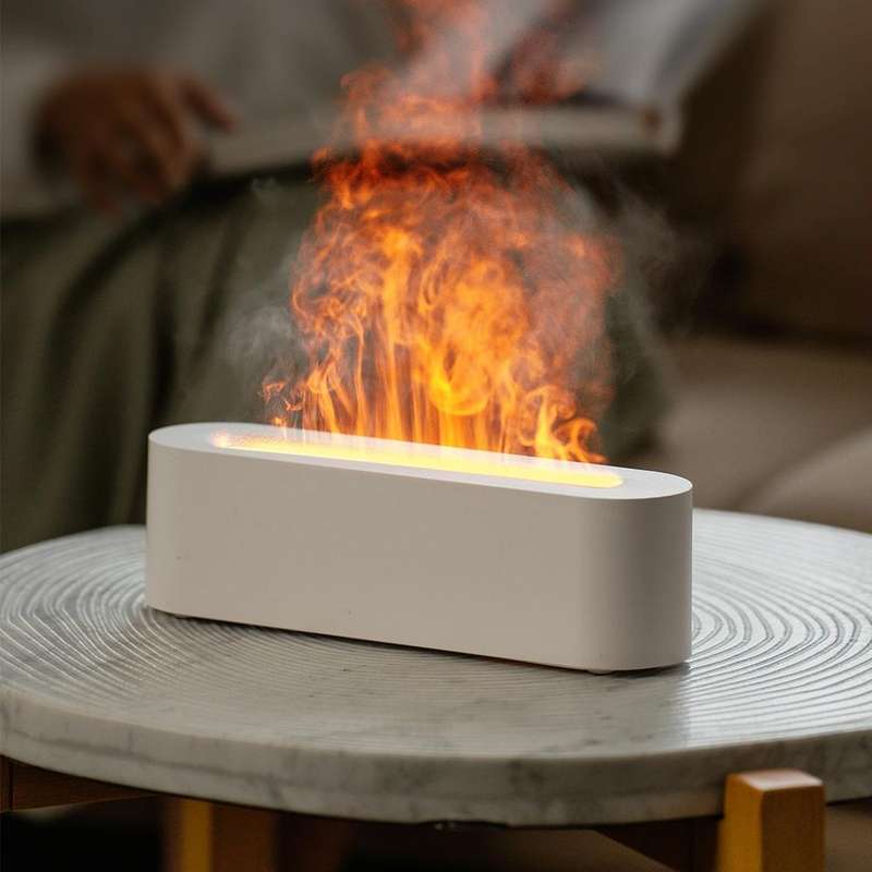 DQ709 Flame Aromatherapy Diffuser Quiet USB Air Humidifier(White)