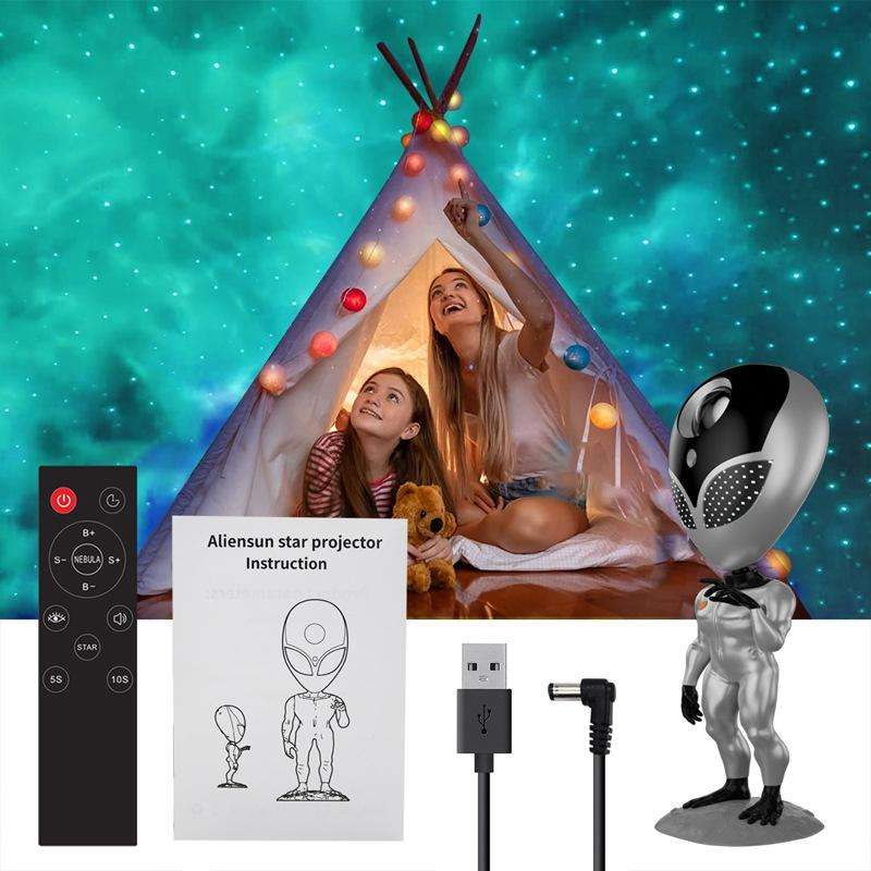 YHD001 Alien Star Projection Light Atmosphere Night Light(Silver Black)