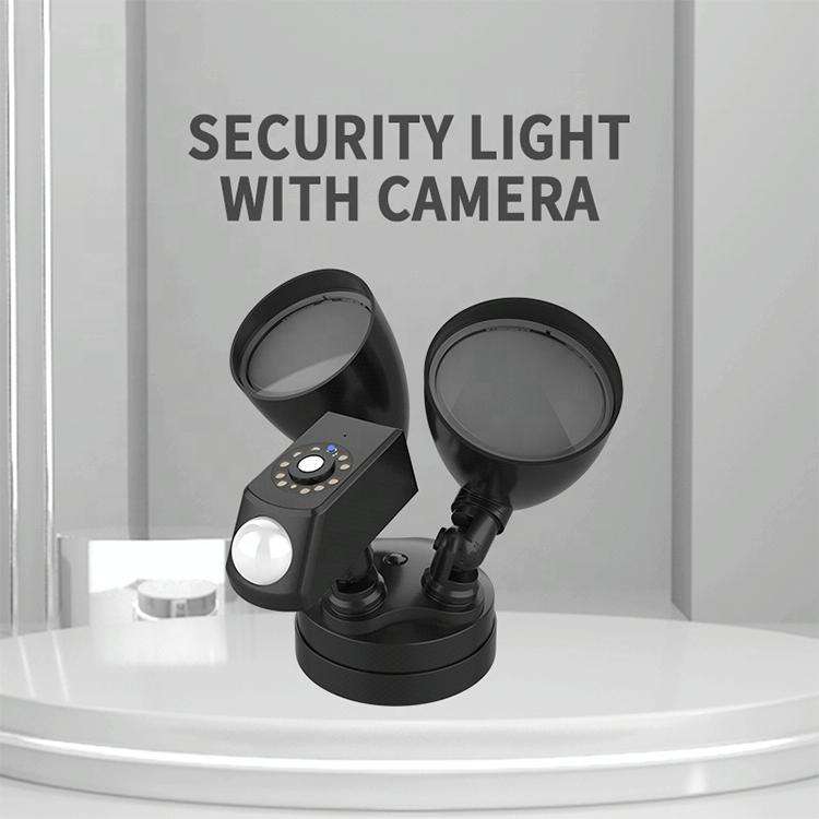 20W LED Smart Sensor Outdoor Floodlight with 1080P Security Camera, 3000K Warm Light (Black)
