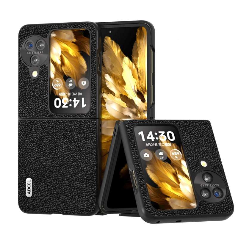 For OPPO Find N3 Flip ABEEL Black Edge Genuine Mino Phone Case(Black)