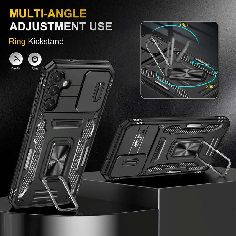 For Samsung Galaxy A15 Armor PC + TPU Camera Shield Phone Case(Black)