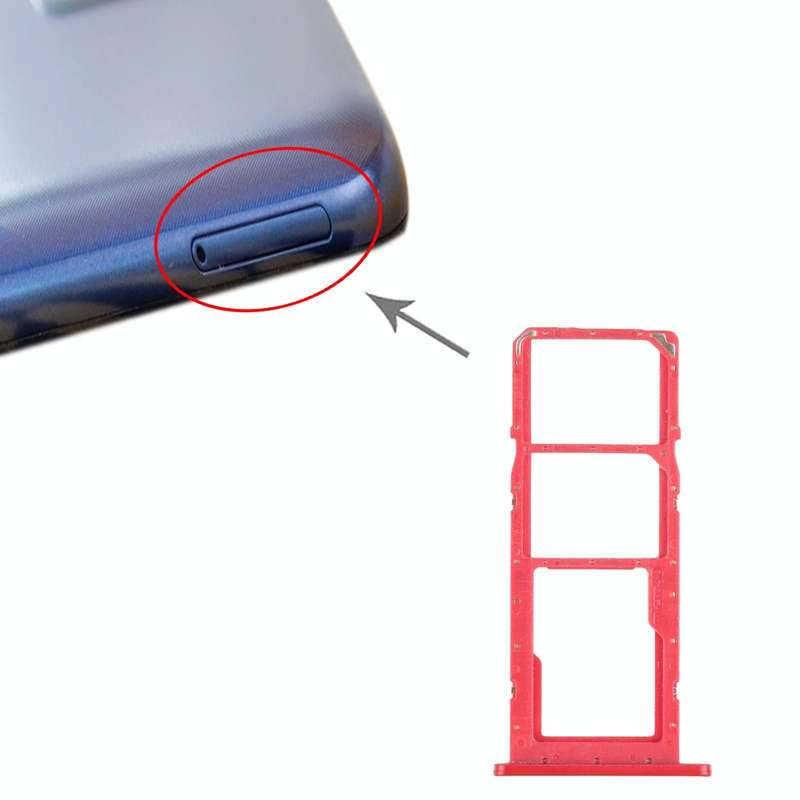 For Samsung Galaxy A02s SM-A025 SIM Card Tray + SIM Card Tray + Micro SD Card Tray (Red)