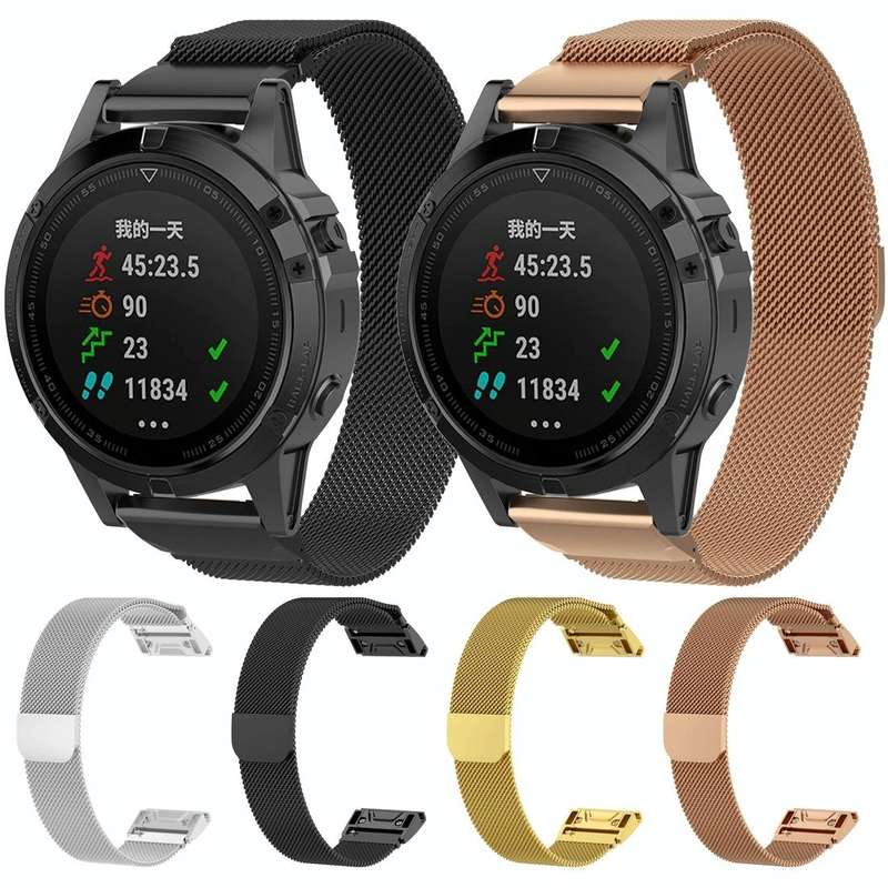 For Garmin Fenix 6S Milanese Watch Band(Gold)