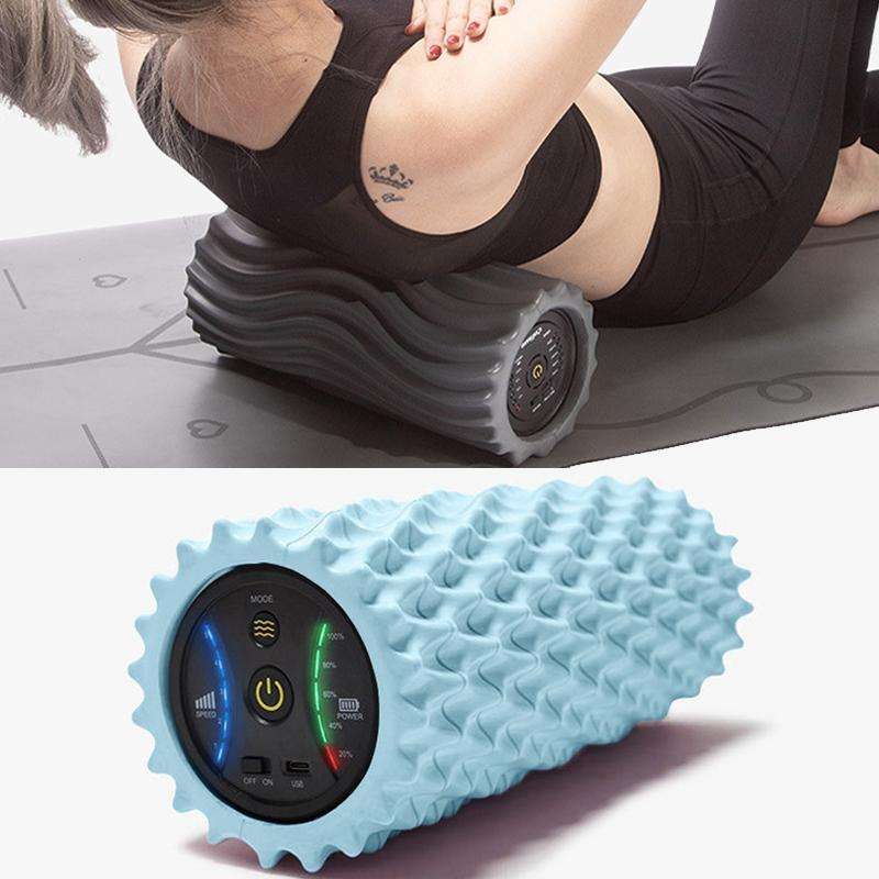 EVA Electrical Muscle Relaxer Yoga Massage Vibration Foam Roller, Fishbone Vibration USB (Ocean B...