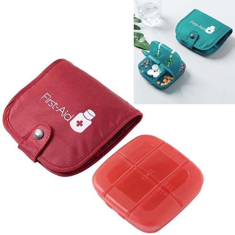 Portable Pill Medicine Storage Box Travel Pill Case Bag Organizer, Color:Red Medicine Box + Medic...
