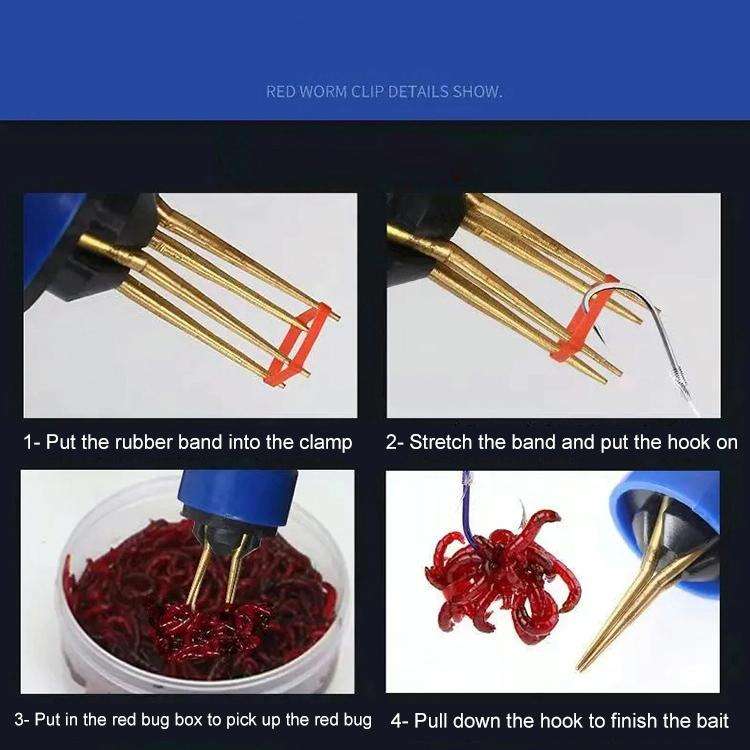 Red Worm Clip Hanging Bait Device Earthworm Live Bait Clip 1pc
