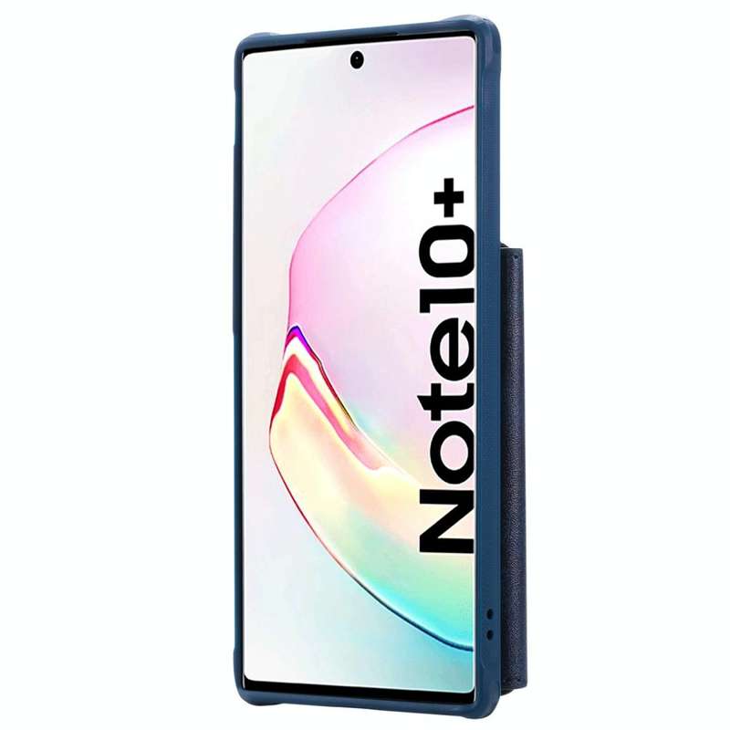For Galaxy Note 10 Plus Zipper Shockproof Protective Case with Card Slots & Bracket & Photo Holde...