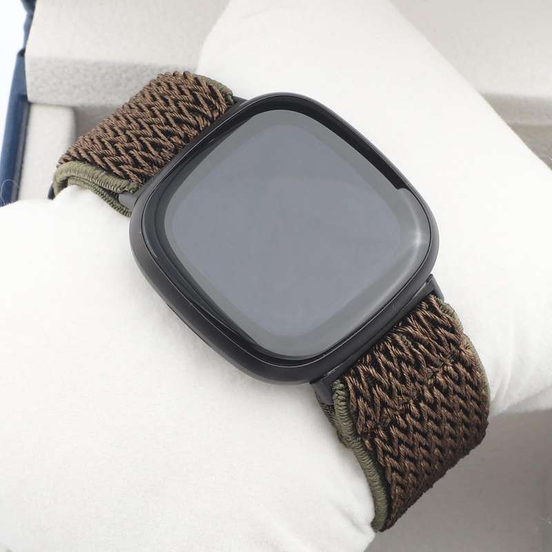 For Fitbit Versa 4 / Sense 2 Universal Wave Nylon Watch Band(Army Green)