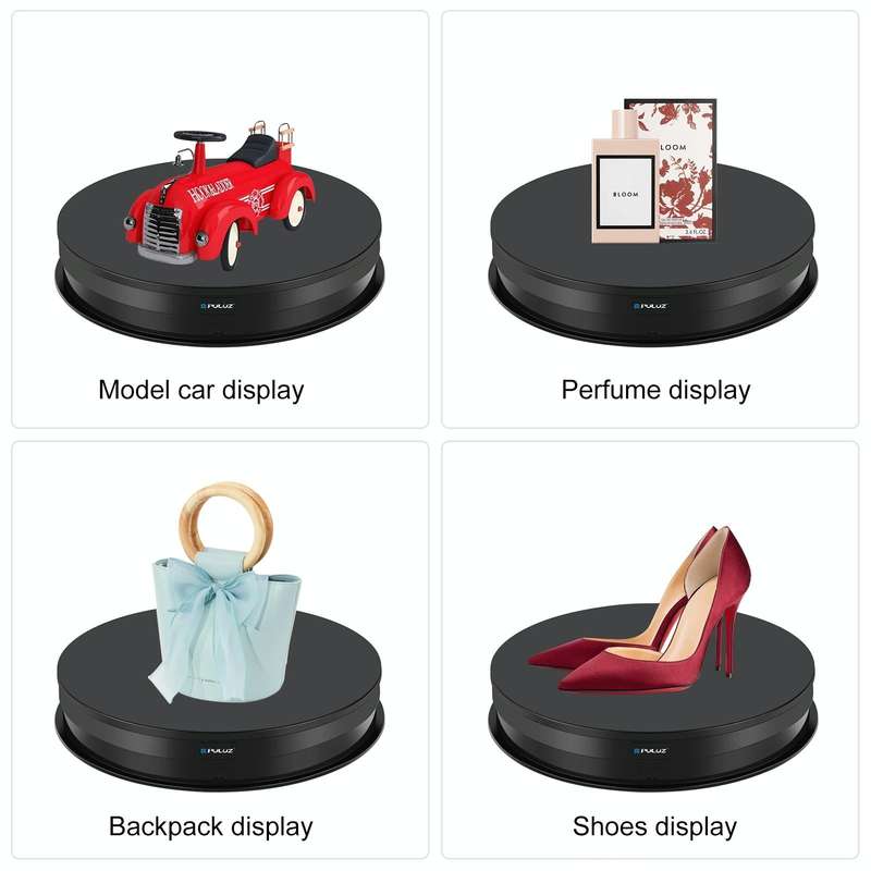 PULUZ 30cm Adjusting Speed Rotating Turntable Display Stand, Load 10-15kg, EU Plug (Black)