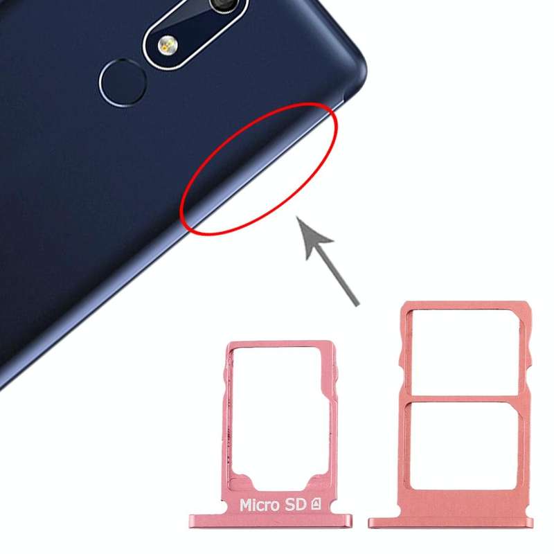 SIM Card Tray + SIM Card Tray + Micro SD Card Tray for Nokia 5.1 TA-1075 (Purplish Red)