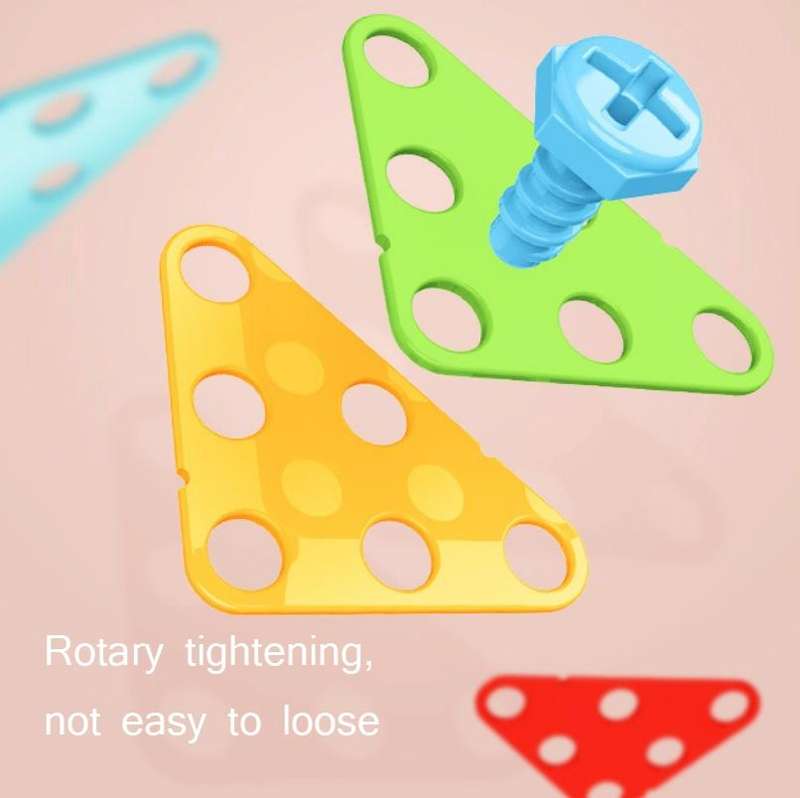 Children Screw-Tightening Electric Drill Toy Manual Assembly Toolbox, Style: 3D + Manual Drill (1...