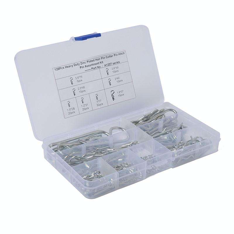 125 PCS Heavy Duty Zinc Plated Cotter R Tractor Clip Pin for Car / Boat / Garages