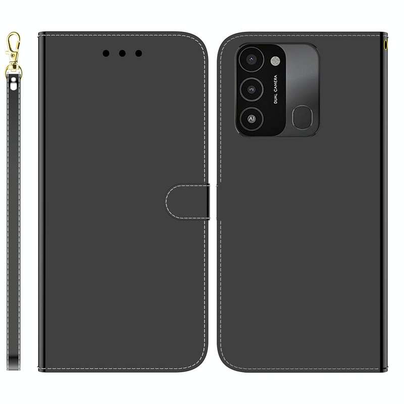 For Tecno Spark Go 2022 / Spark 8C Imitated Mirror Surface Horizontal Flip Leather Phone Case(Black)