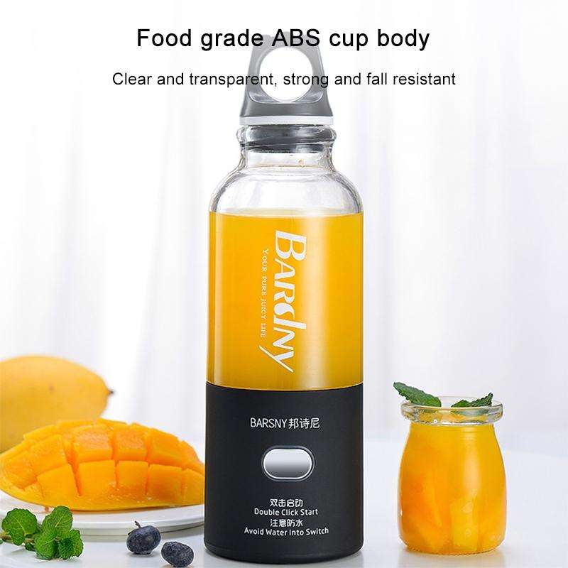 Multifunctional Juicer Rotatory Extractor Cup Portable USB Charge Juicer Blender with 6 Blades(Bl...