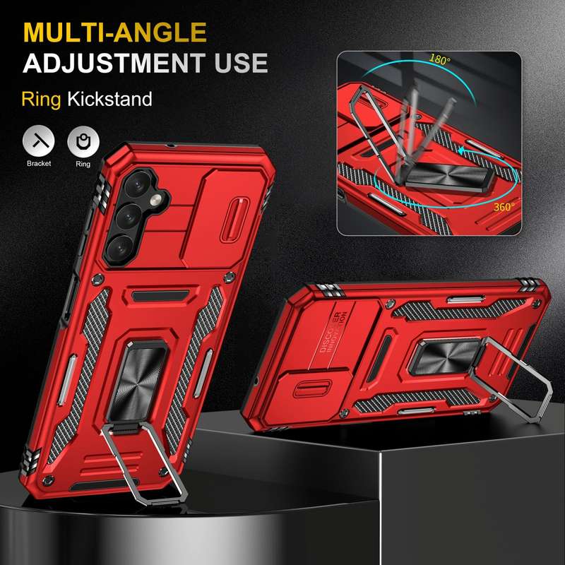 For Samsung Galaxy A15 Armor PC + TPU Camera Shield Phone Case(Red)