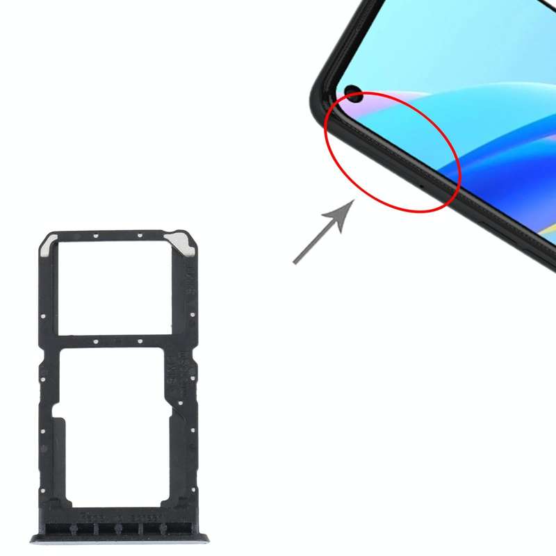 For OPPO A96 4G SIM Card Tray + SIM / Micro SD Card Tray (Black)