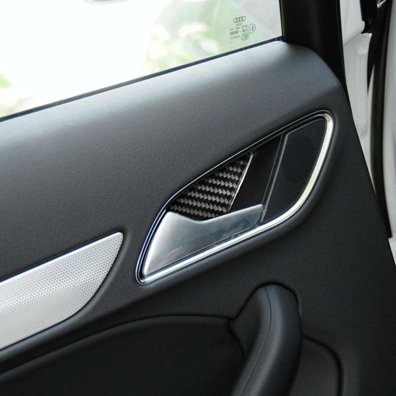 4 PCS / Set Carbon Fiber Car Inner Door Bowl Decorative Sticker for Audi Q3 2013-2018,Left and Ri...