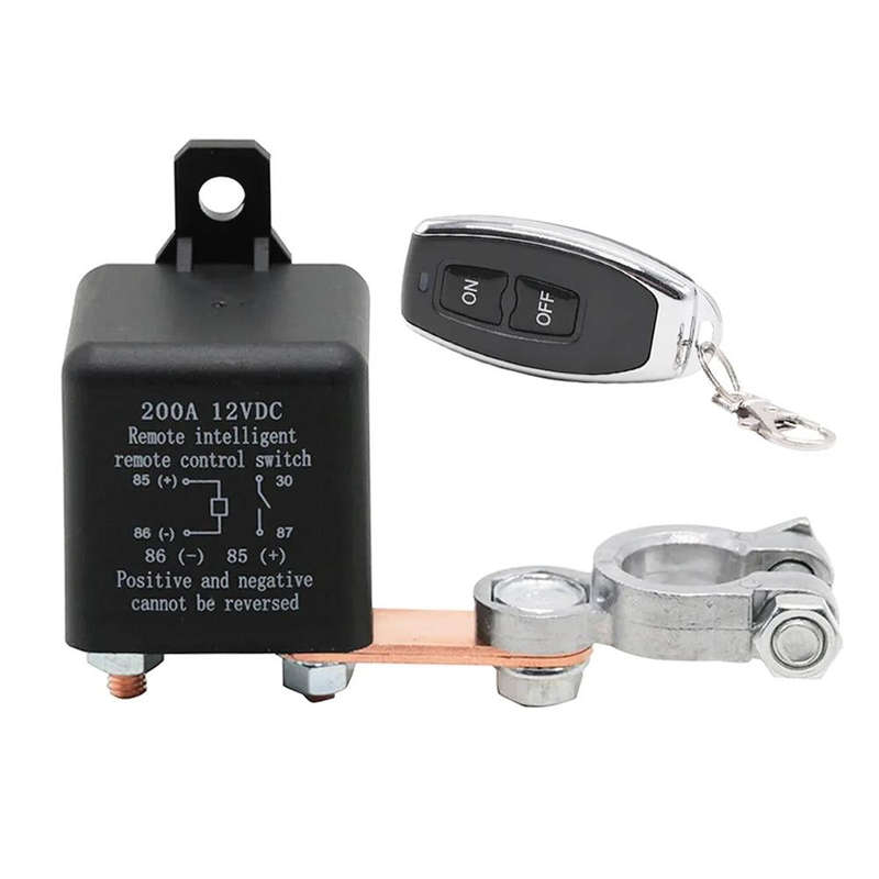 ZL180 12V 200A Car Relay Remote Rireless Battery Isolator with Battery Clip x 2 & Remote Control x 2