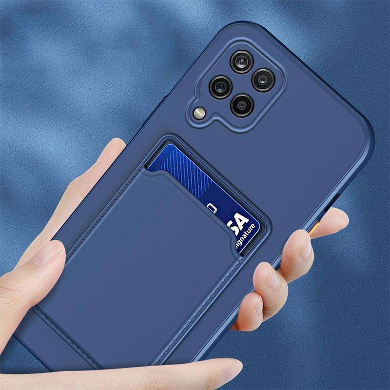 For Samsung Galaxy A22 5G Skin Feel Card TPU Contrast Color Button Phone Case(Dark Green)