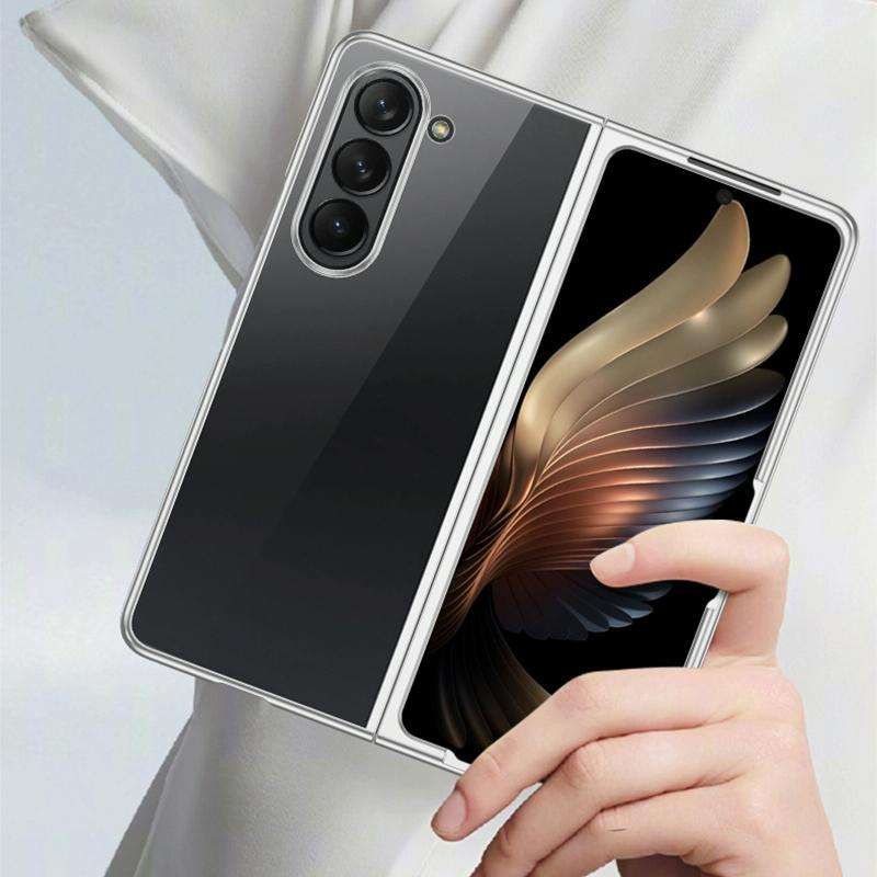 For Samsung Galaxy Z Fold5 5G Transparent Electroplating All-inclusive Folding Phone Case(Champag...
