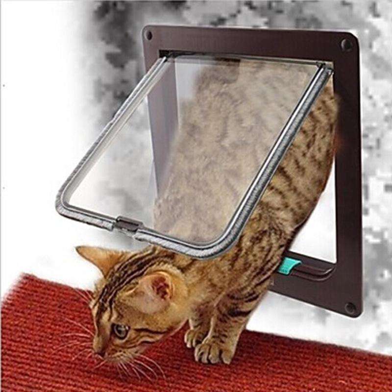 Pet Door 4 Ways Lockable Security Flap Door for Dog Cat Kitten Wall Mount Door Animal Small Pet C...