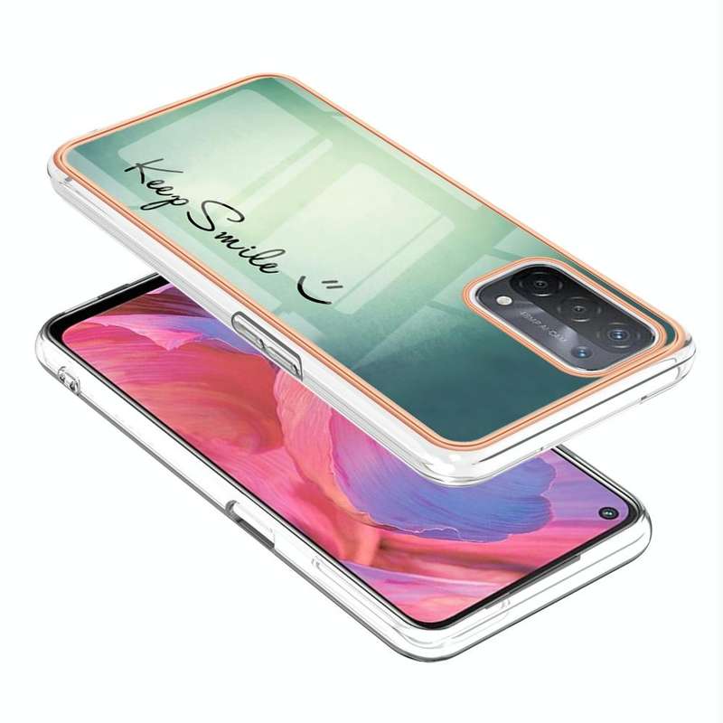 For OPPO A74 / A93 5G / A54 5G / A93s 5G Electroplating Marble Dual-side IMD Phone Case(Smile)