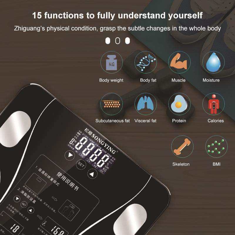 LCD Display Body Electronic Smart Weighing Scales Bathroom Scale Digital Human Weight Scales(Black)