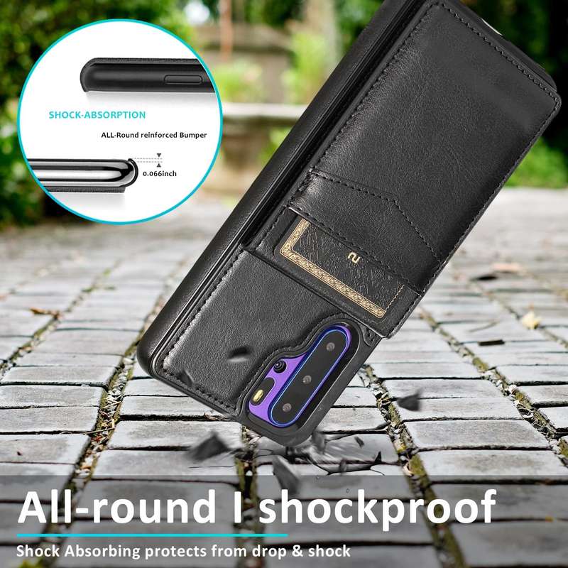 For Huawei P30 Pro Solid Color PC + TPU Protective Case with Holder & Card Slots(Black)