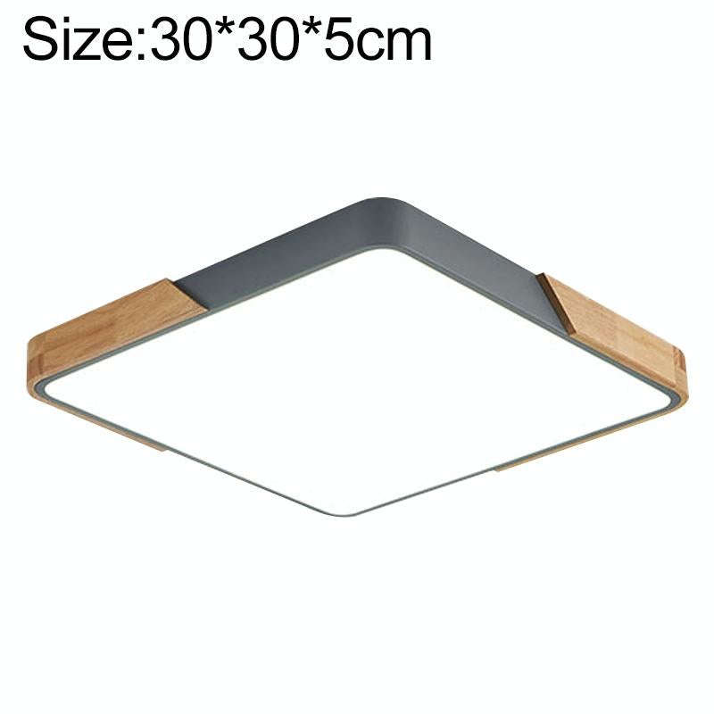 Wood Macaron LED Square Ceiling Lamp, White Light, Size:30cm(Grey)