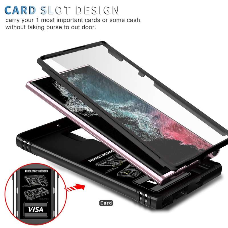 For Samsung Galaxy S22 Ultra 5G Sliding Camera Cover TPU + PC Phone Case(Black+Black)