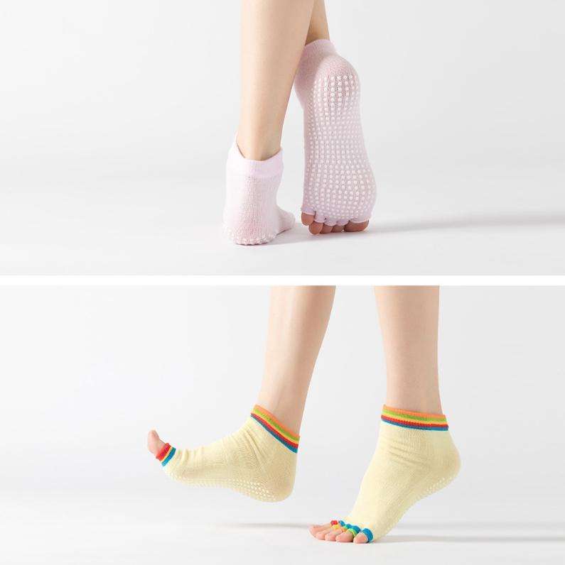 3 Pair Open-Toe Yoga Socks Indoor Sports Non-Slip Five-Finger Dance Socks, Size: One Size(Pure Co...