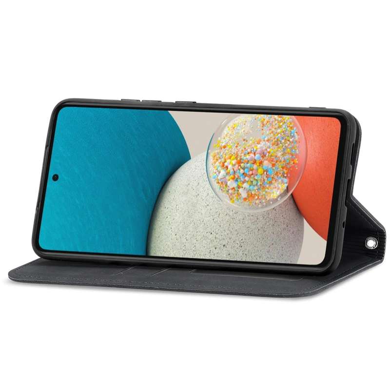 For Samsung Galaxy A73 5G Retro Skin Feel Magnetic Horizontal Flip Leather Phone Case(Black)