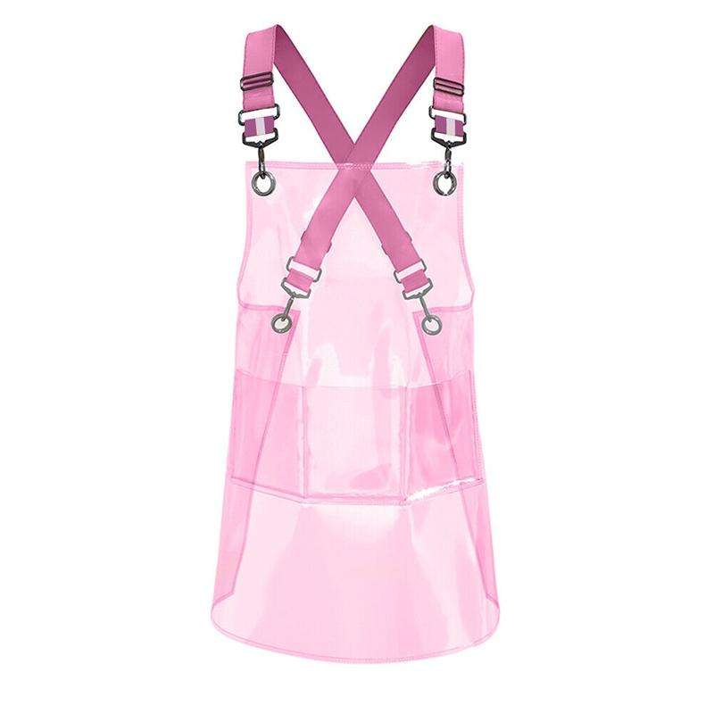 30 Silk Long 80cm Transparent TPU Apron Solid Color Webbing Adjustable Work Apron(Pink + Pink Web...