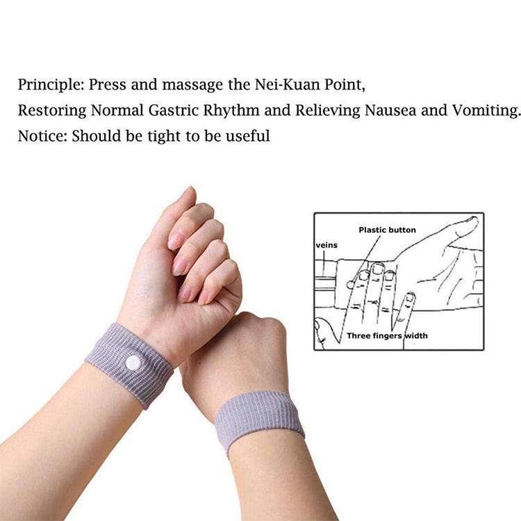 Physical Method Carsickness Prevention Antiemetic Polyester Wristband, One Pair (Black)