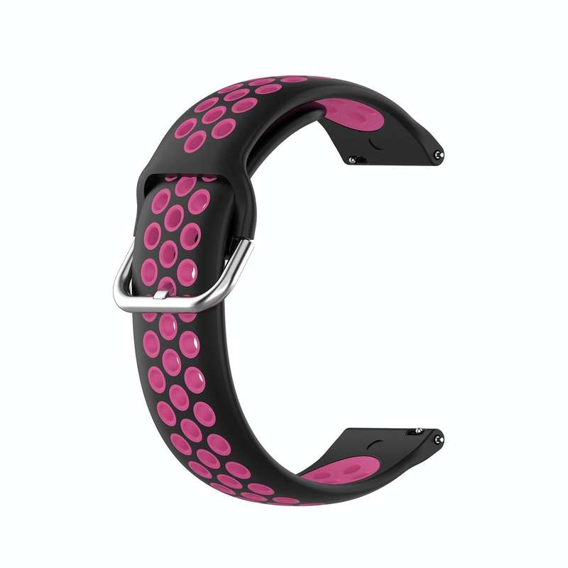 For Garmin Forerunner 265 22mm Perforated Breathable Sports Silicone Watch Band(Black+Rose Red)