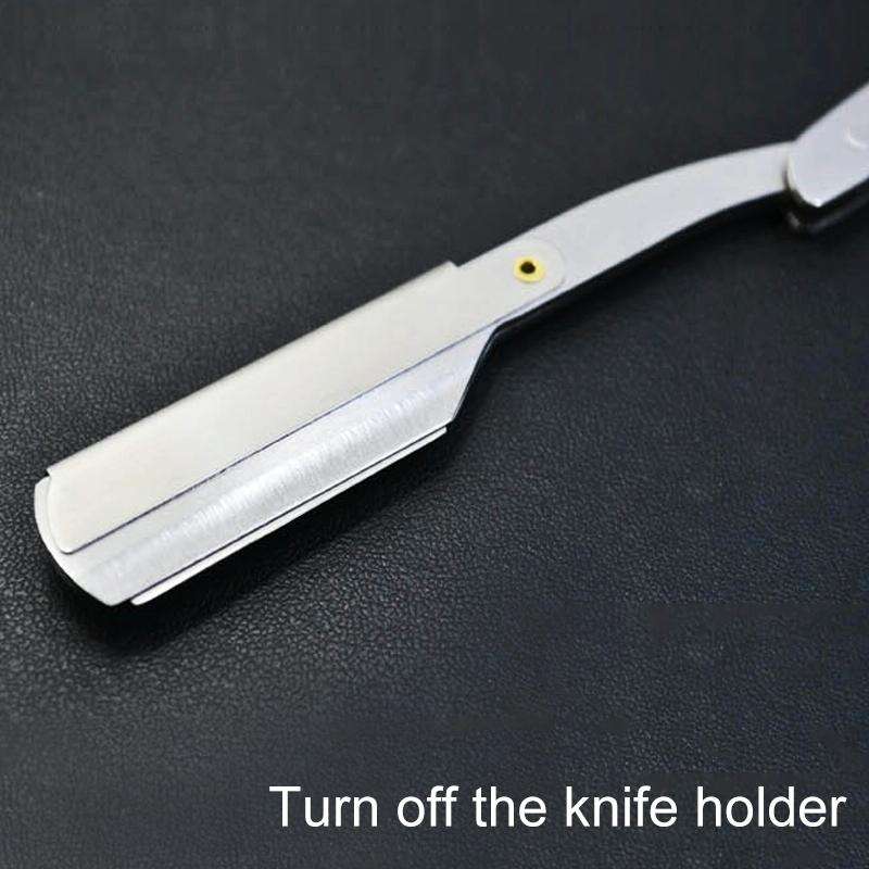 Hairdresser Vintage Razor Stainless Steel Double-sided Blade Holder Haircut Shaved Eyebrow Knife ...