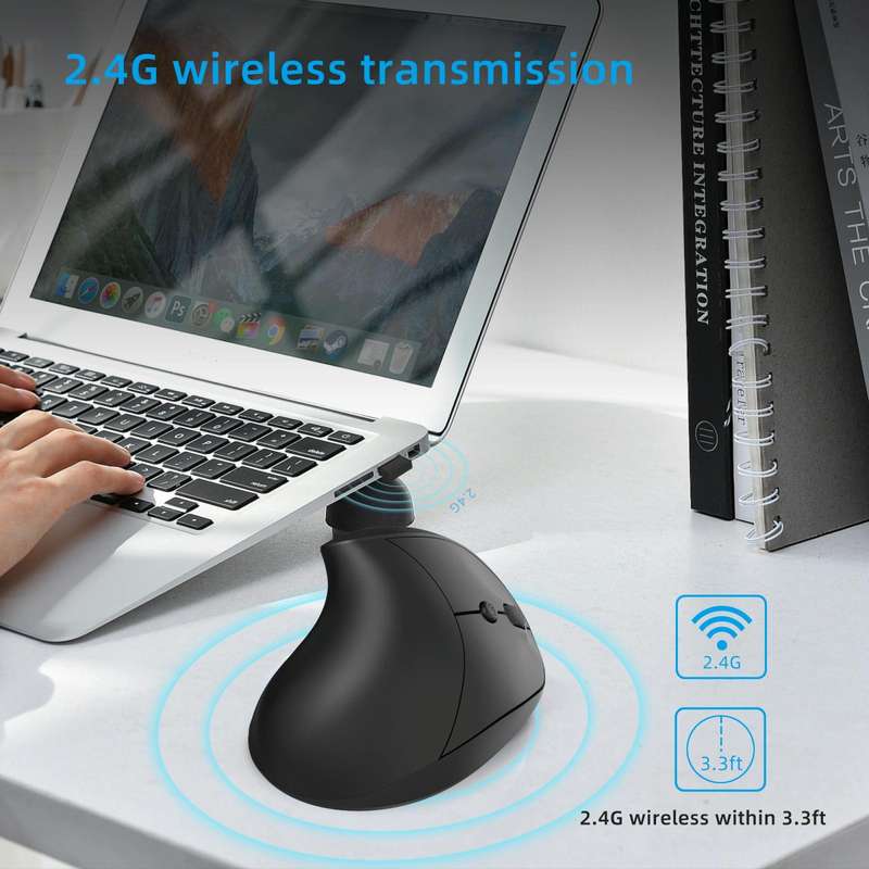 X10 2.4G Wireless Rechargeable Vertical Ergonomic Gaming Mouse(Black)