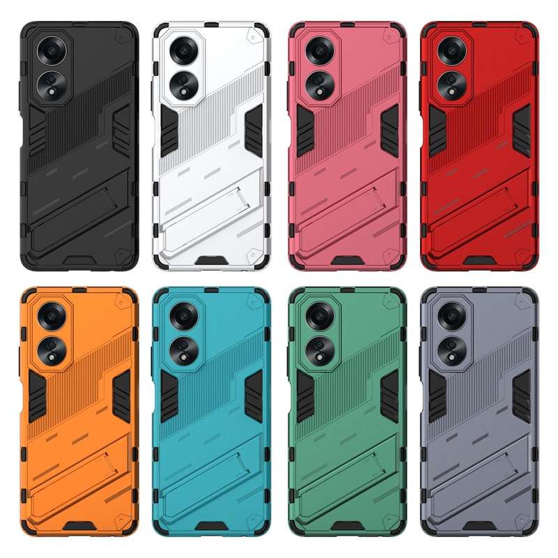 For OPPO A58 4G Global Punk Armor 2 in 1 PC + TPU Phone Case with Holder(Green)