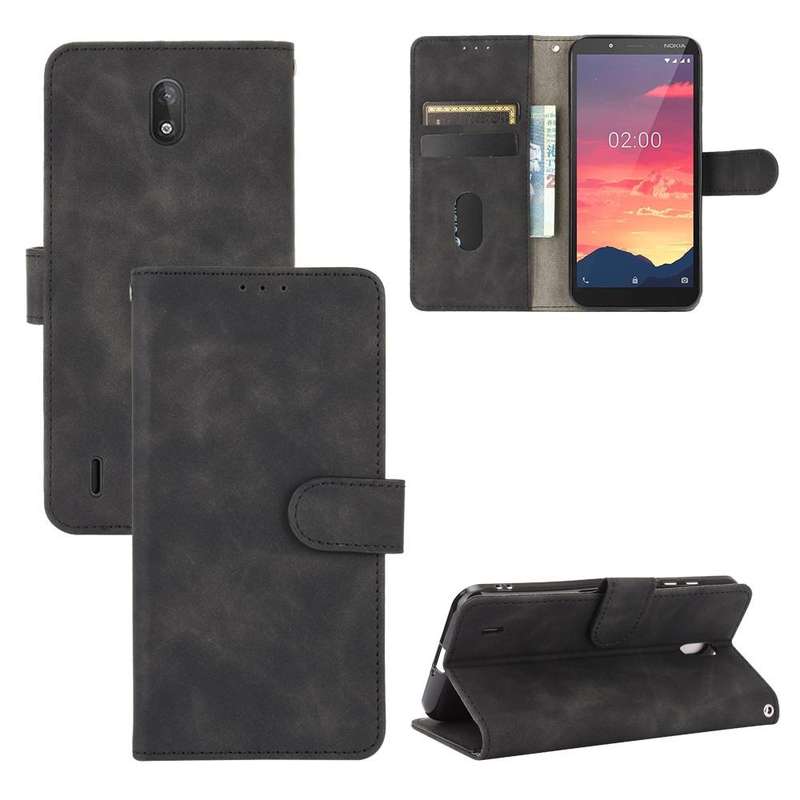 For Nokia C2 Solid Color Skin Feel Magnetic Buckle Horizontal Flip Calf Texture PU Leather Case w...