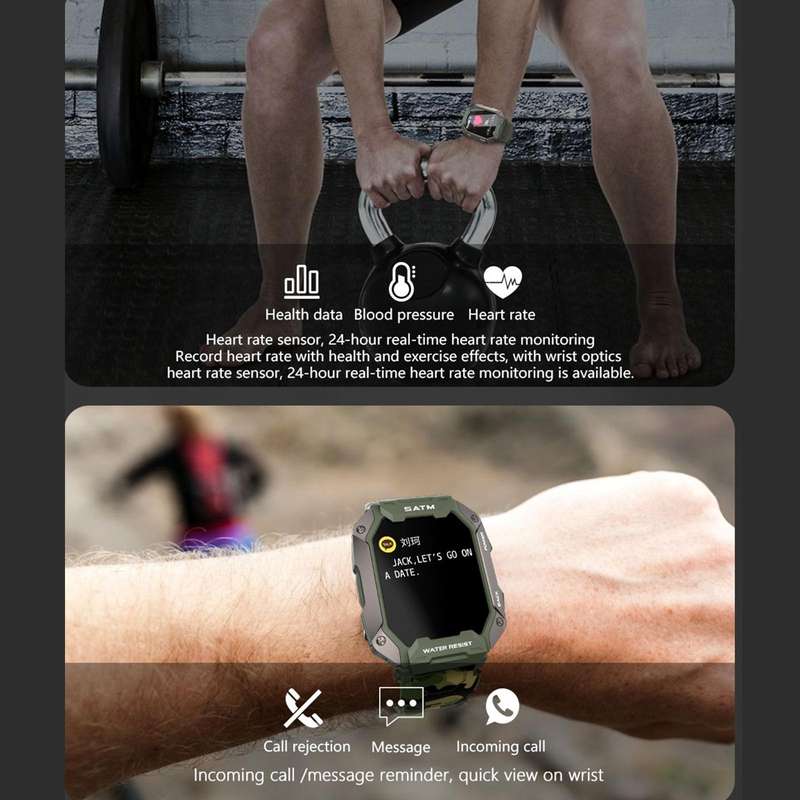 C20 1.71 inch TFT HD Screen Smart Watch, Support Heart Rate Monitoring/Blood Oxygen Monitoring(Bl...