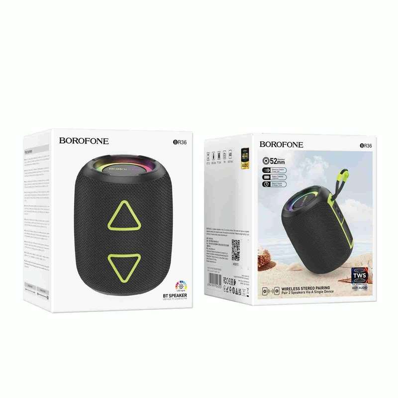 BOROFONE BR36 Lucy Sports TWS Bluetooth 5.3 Speaker Support TF Card / FM(Black)