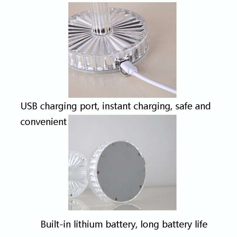 USB Charging Touch Diamond Crystal Table Lamp, Specification: USB Charging(RGB with Remote Contro...