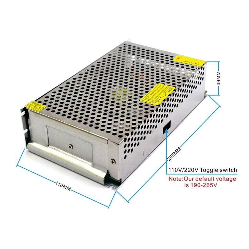 S-250-24 DC24V 10.4A 250W LED Regulated Switching Power Supply, Size: 200 x 110 x 49mm