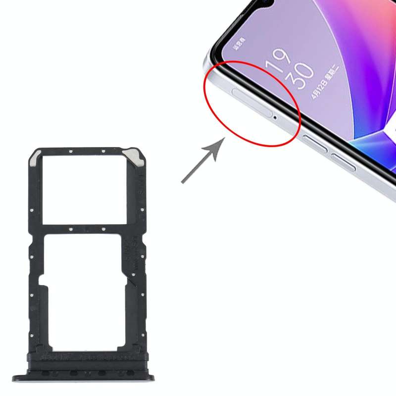 For OPPO A57 5G / A77 5G / K10 5G SIM Card Tray + SIM / Micro SD Card Tray (Black)
