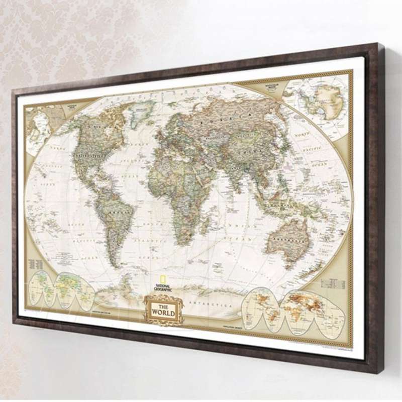 Antique Poster Wall Chart Retro Matte Kraft Paper World Map, Size:20X30cm