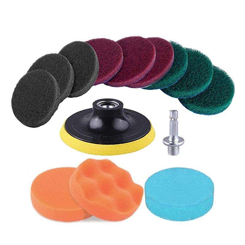 13 in 1 4 inch Sponge Scouring Pad Floor Wall Window Glass Cleaning Descaling Electric Drill Brus...