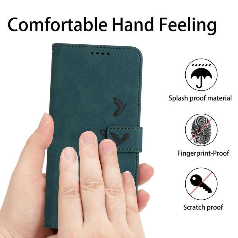 For Tecno Camon 17 Pro/Camon 17P Skin Feel Heart Pattern Leather Phone Case(Green)