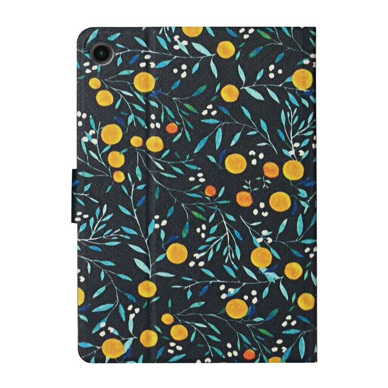 For Samsung Galaxy Tab A9 Flower Pattern Horizontal Flip PU Tablet Case with Sleep / Wake-up Func...