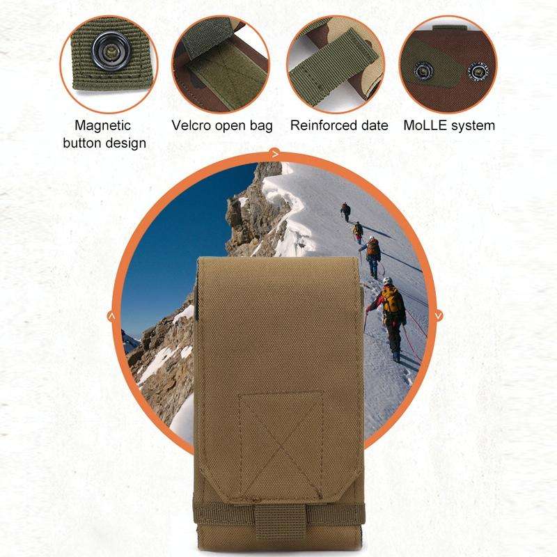 Stylish Outdoor Water Resistant Fabric Cell Phone Case, Size: approx. 17cm x 8.3cm x 3.5cm (Coyot...