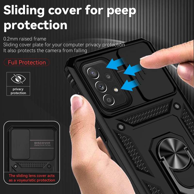 For Samsung Galaxy A73 5G Sliding Camshield Holder Phone Case(Black)